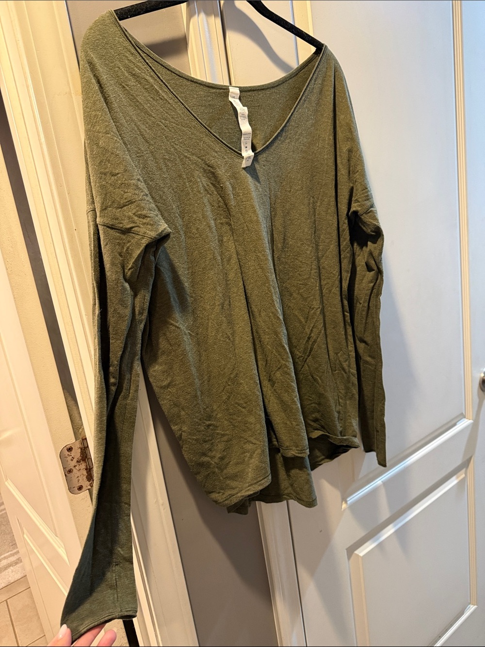lululemon athletica Olive Green Long Sleeve V-Neck Top